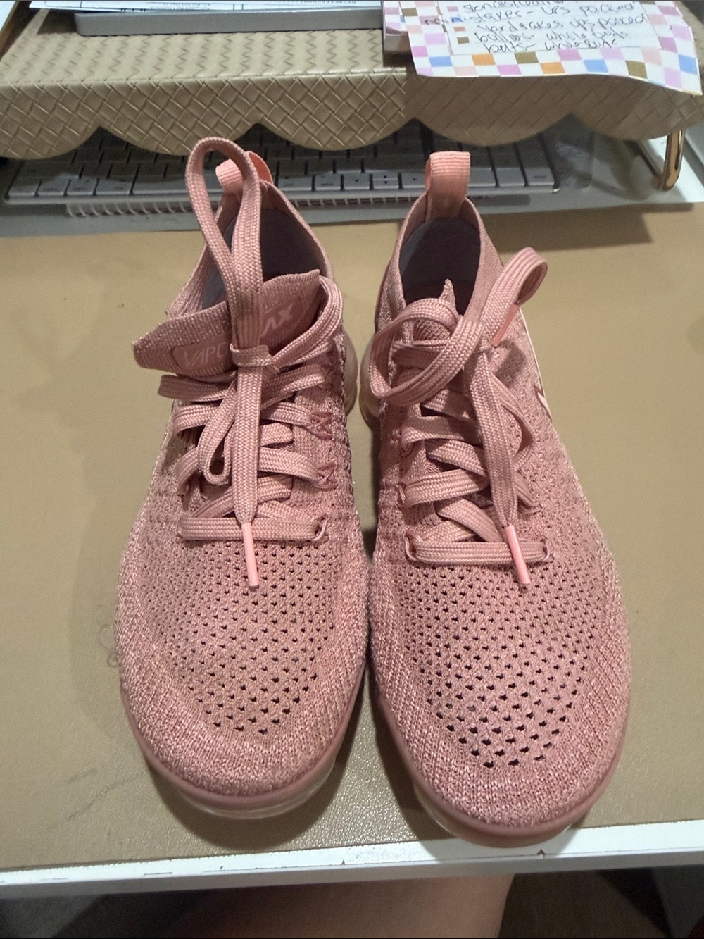 Nike Women’s Knit Lace-Up Sneakers in Blush Pink vapormax size 6.5